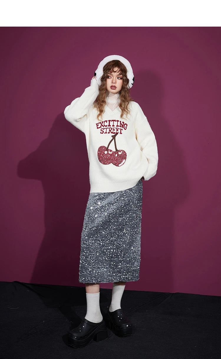 Women's Korean Fashion Winter Party Dress Sparkly Elegant Luxury Bottom New Arrival
