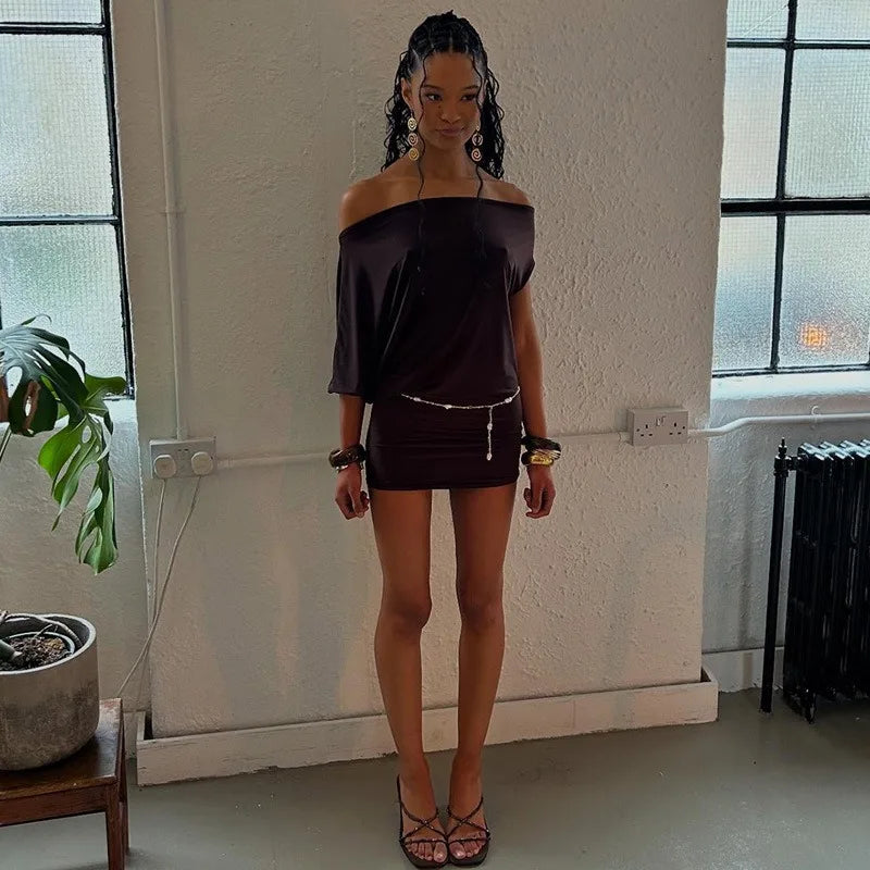 Asymmetrical Off Shoulder Mini Dresses 2025 Woman Clothes Fashion Sexy Summer Dress