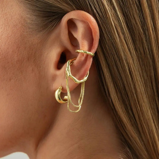 4Pcs/Set Women's Vintage Gold Color Stud Earrings Trendy Minimalist Geometric Piercing Jewelry for Parties Gift