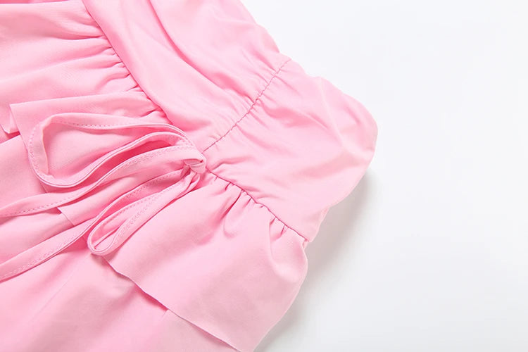 Sexy Chic 2 Piece Set Women Halter Swing Collar Tank Tops+Tierred Skirts Matching Beach Vacation Elegant Clubwear