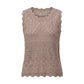Women Hollow Out Knit Tank Top Sleeveless Scallop Trim Crochet Blouse Casual Summer Beach Aesthetic Streetwear Daily Top