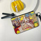 Cute Cat Print Card Holder, Mini Zipper Coin Purse with Lanyard, Casual Small Wallet for Women