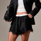 Women's Pinstripe Lace Trim Shorts Elastic Waist Drawstring Contrast Color Fringe Hem Casual Lounge Streetwear Shorts