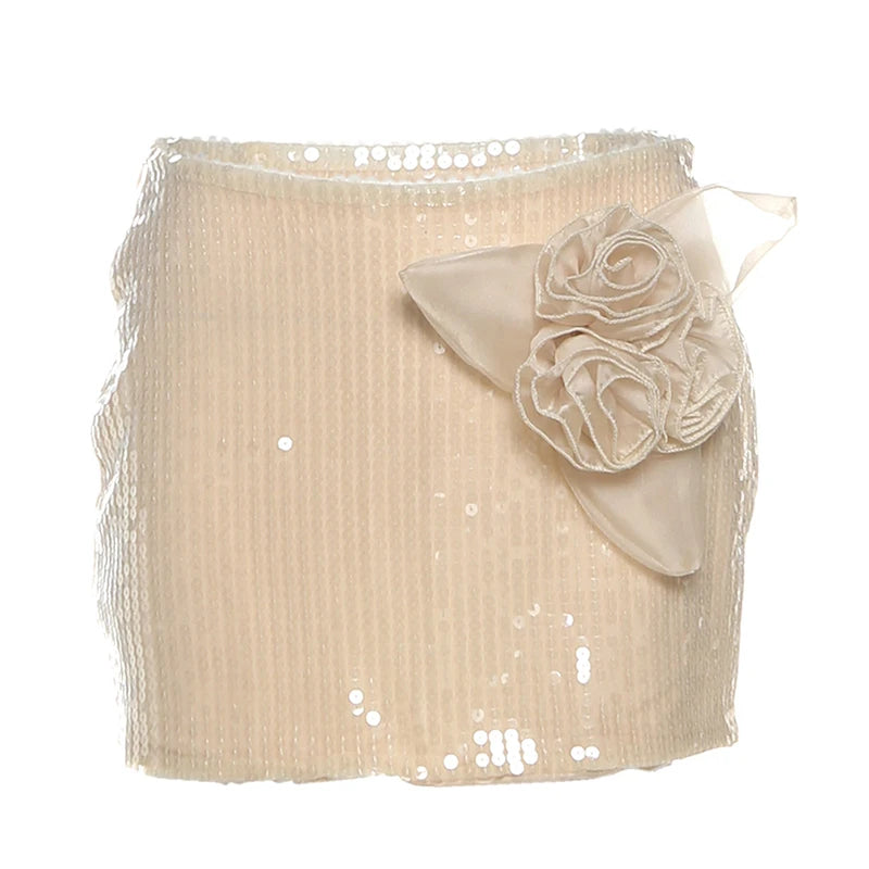 Chic See Through 2 Piece Set Women Y2K Bat Long Sleeve Crop Top+Sequins Applique Skirt Skinny Street Party Sexy Clubwear