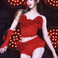 3D Rose Applique 2 Piece Set Women Sexy Simple Tank Top+Ruched Bike Short Trend Hottie Music Festival Party Suits
