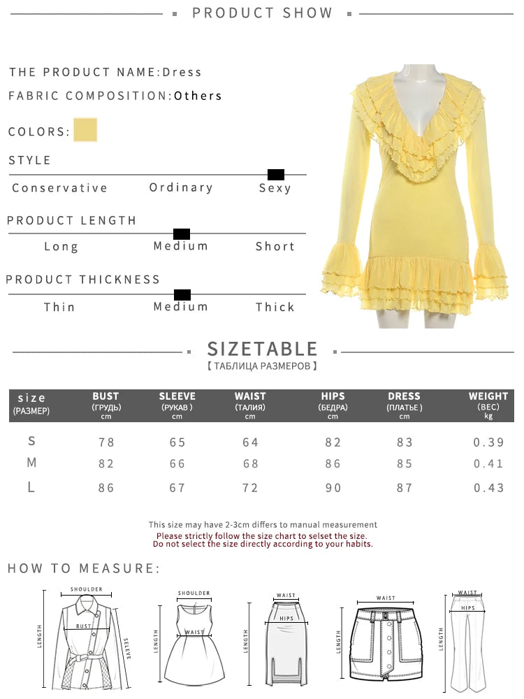 Tierred Patchwork Dress Women Sexy Fashion Low-Neck Puff Sleeve Stretch Skinny Hottie Vacation Party Club Bodycon