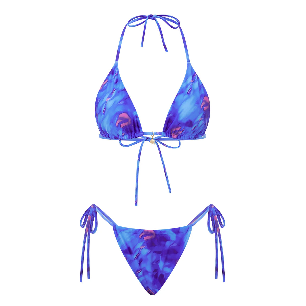 Women 2 Pieces Bikini Swimsuit Spaghetti Strap Top Tie Side Triangle G-Thong Bathing Suit Beach Holiday Swimwear