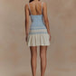 Summer Patchwork Sexy Mini Dress Women Fashion Spaghetti Strap Sleeveless Backless Ruffle Club Party Dress Elegant