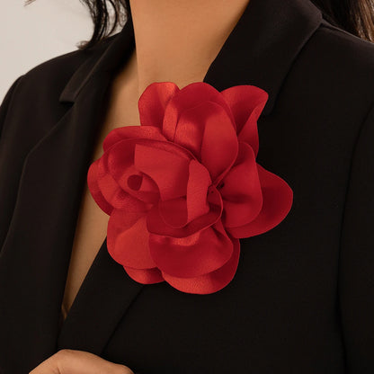 17CM Exaggerate Handmade Large Satin Flower Brooch for Women Wed Bridal Elegant Broochs Party Jewelry Accessories Gift
