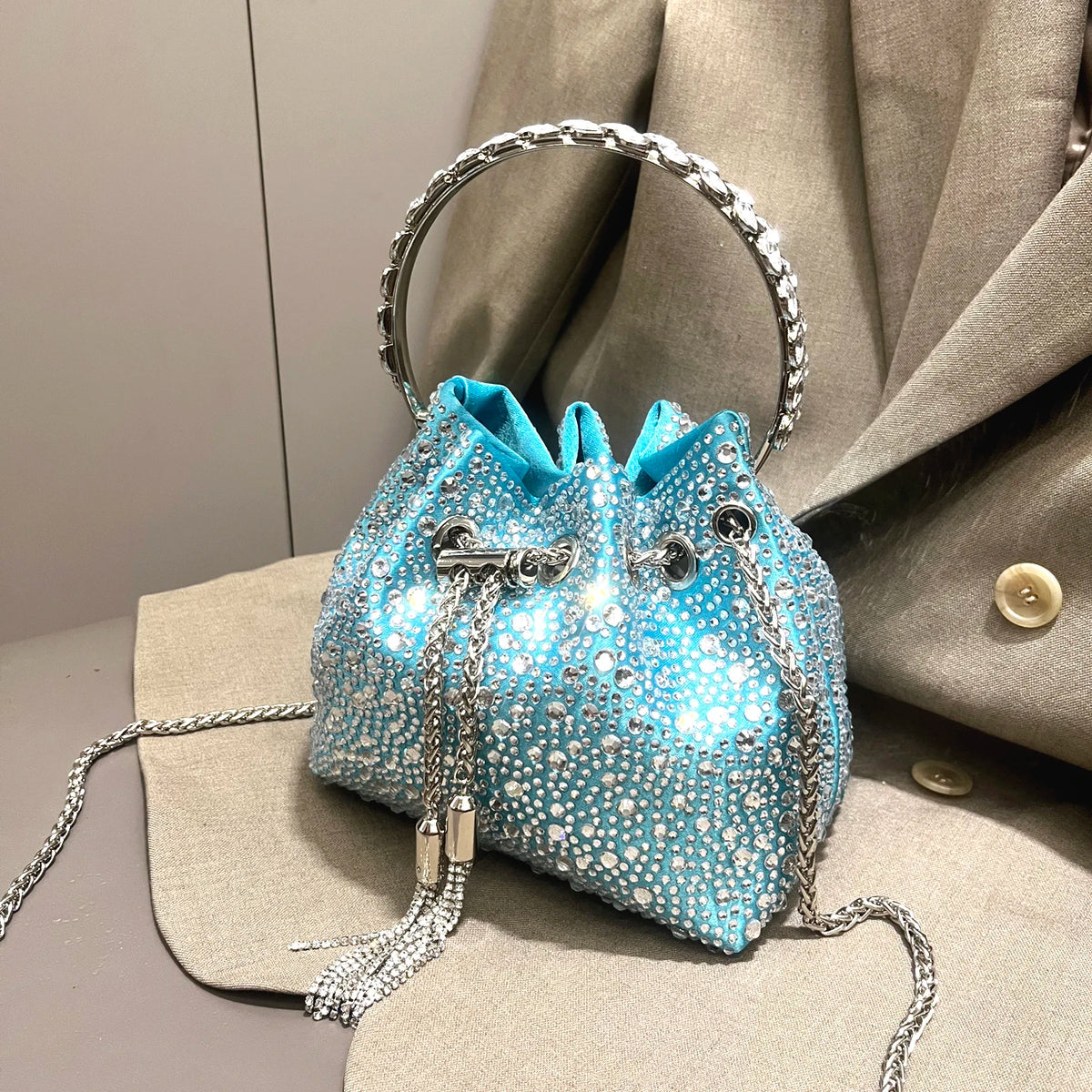Rhinestones Evening clutch Bag Purses and handbag luxury Designer shoulder bag Shiny Crystal Clutch purse bucket bag