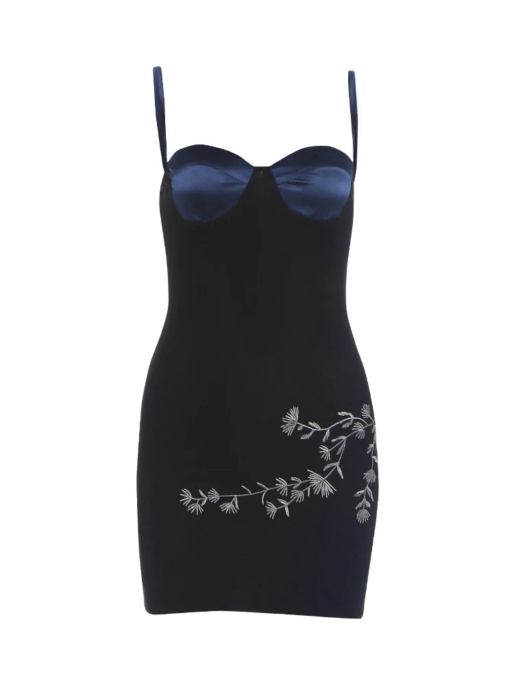 Flower Print Women Dress Patchwork Low-Neck Skinny High Elasticity Sexy Party Midnight  Summer Fashion Mini Bodycon