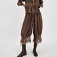 Women Ruffle Long Bloomer Y2k Lace Trim Pettipants Pantaloons Mid Rise Cropped Pajama Pants Under Dress Slips