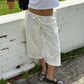 Women Eyelet Embroidery Capri Pants Elastic Drawstring Waist Hollow Loose Cropped Wide Leg Y2K Vintage Casual Trousers