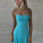 Women Mesh Spaghetti Strap Mini Dress Square Neck Ruched Bust Backless Dress Summer Club Party Evening Bodycon Dresses