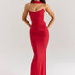 Sexy 2 Piece Set Mesh Strapless Corset Top and Maxi Skirt Co Ord Sets for Woman Elegant Party Outfit