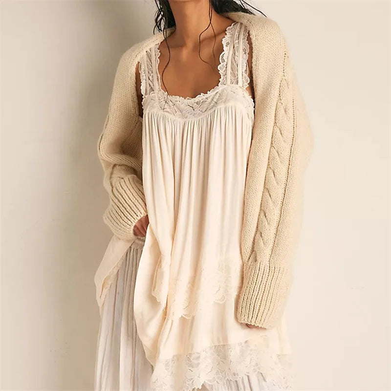 Women Lace Trim Tiered Camisole Slip Dress Loose Flowy Sleeveless Nightgown Bohemian Homewear Sleepwear Mini Dress