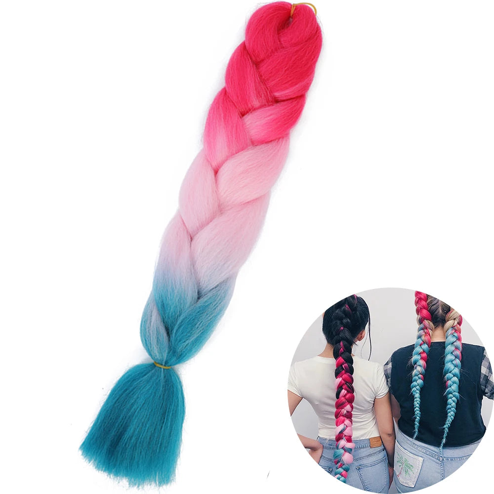 Synthetic Jumbo Braiding Hair Extension 24 Inch Heat Resistant Fiber In Bulk Ombre Jumbo Braids Hair For Black Women