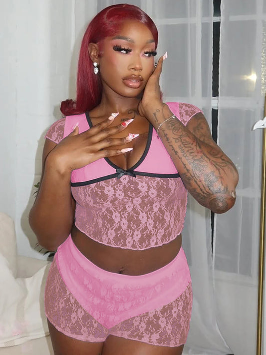 Patchwork Sexy 2 Piece Set Women Y2K V-Neck Jacquard Crop Tops+Shorts Midnight Matching Hipster Summer Trend Clubwear