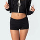 Women Summer Knit Shorts Casual Solid Color Fold Over Elastic Waist Short Pants for Vacation Beach Club Streetwear