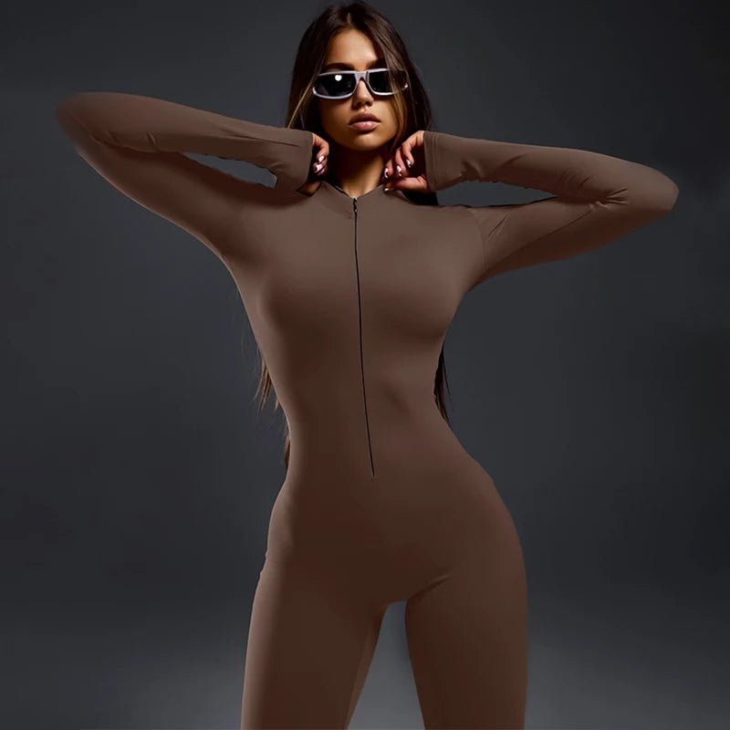 Spring Autumn Long Sleeve Streetwear Bodycon Jumpsuit Overall One Piece Outfit Wholesale Items For Business