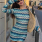 Colorful Print Dress Women o-Neck Full Sleeve Skinny Autumn New Trend Elasticity High Street Classic Mini Bodycon