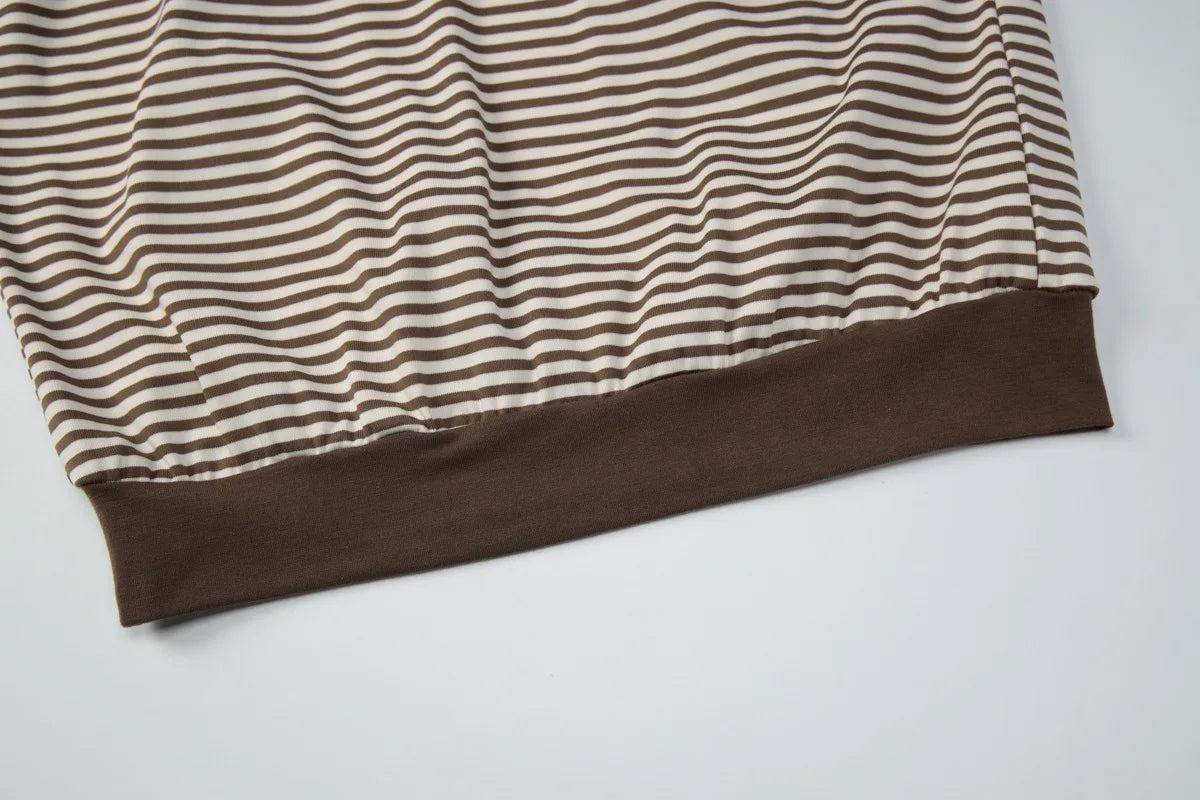 Women T Shirts Brown Striped Asymmetrical One Shoulder Short Sleeve Crop Tops Summer Clothes 2026