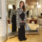 Black and White Zebra-print Flare Sleeve Deep V Neck Maxi Dress Wedding Guest Elegant Evening Dresses 2026