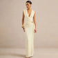 Deep V Neck Sleeveless Maxi Dress Woman Clothing Elegant Evening Dresses Wedding Party