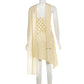 Yellow Polka Dot Summer Dresses Women's Casual Asymmetrical Sleeveless Mini Dress with Scarf