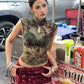 Slim Tank Top Women  Leisure Sexy See Through Sleeveless Plum Blossom Print Fashion Hottie Stretch Trend Street Club Vest