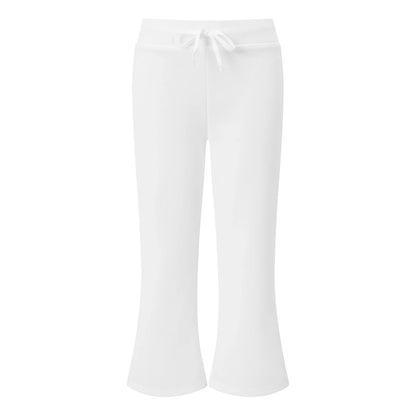 Women Y2K Low Waist Cropped Flare Pants Drawstring Elastic Waist Capri Bootcut Trousers Casual Streetwear Loungewear