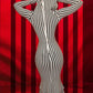Sleeveless Fashion Stripes Dress Women Sexy Hooded Ruffled Hem Patchwork Full Chic Elegant Evening Party Club Bodycon