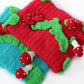 2025 Winter New Arrivals Y2K Cute Color Blocking 3D Strawberry Cat Ear Knit Beanie For Women