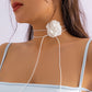 Exaggerated Goth Big Rose Flower Clavicle Chain Necklace for Women Romantic Kpop Adjustable Bowknot Choker Dinner Party Jewelry