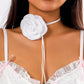 Exaggerated Romantic Big Rose Flower Clavicle Chain Necklace Women Kpop Adjustable Bowknot Rope Choker Jewelry Y2K Accessories