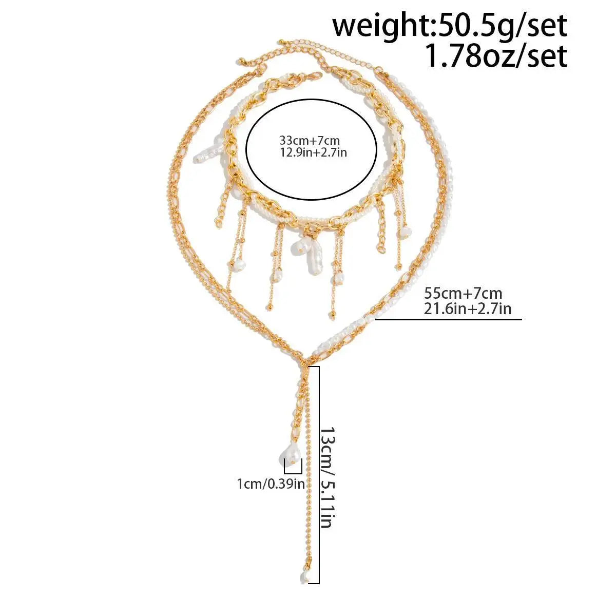 2Pcs/Set Bohemia Imitation Pearl Long Tassel Pendant Choker Necklace for Women Sexy Chest Chain Wedding Neck Jewelry