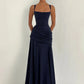 Square Collar Backless Sexy Maxi Dress Women Elegant Chiffon Sleeveless Bodycon Club Party Pleated Long Dresses