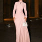 Turtleneck Long Sleeve Sexy Maxi Dress Women Autumn Winter Elegant Backless Button Ruched Bodycon Club Party Long Dress