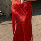 French Vintage Polka Dot Satin Skirt High Waist Silky Midi Skirt Elegant Retro Print For Women Summer Y2K Streetwear