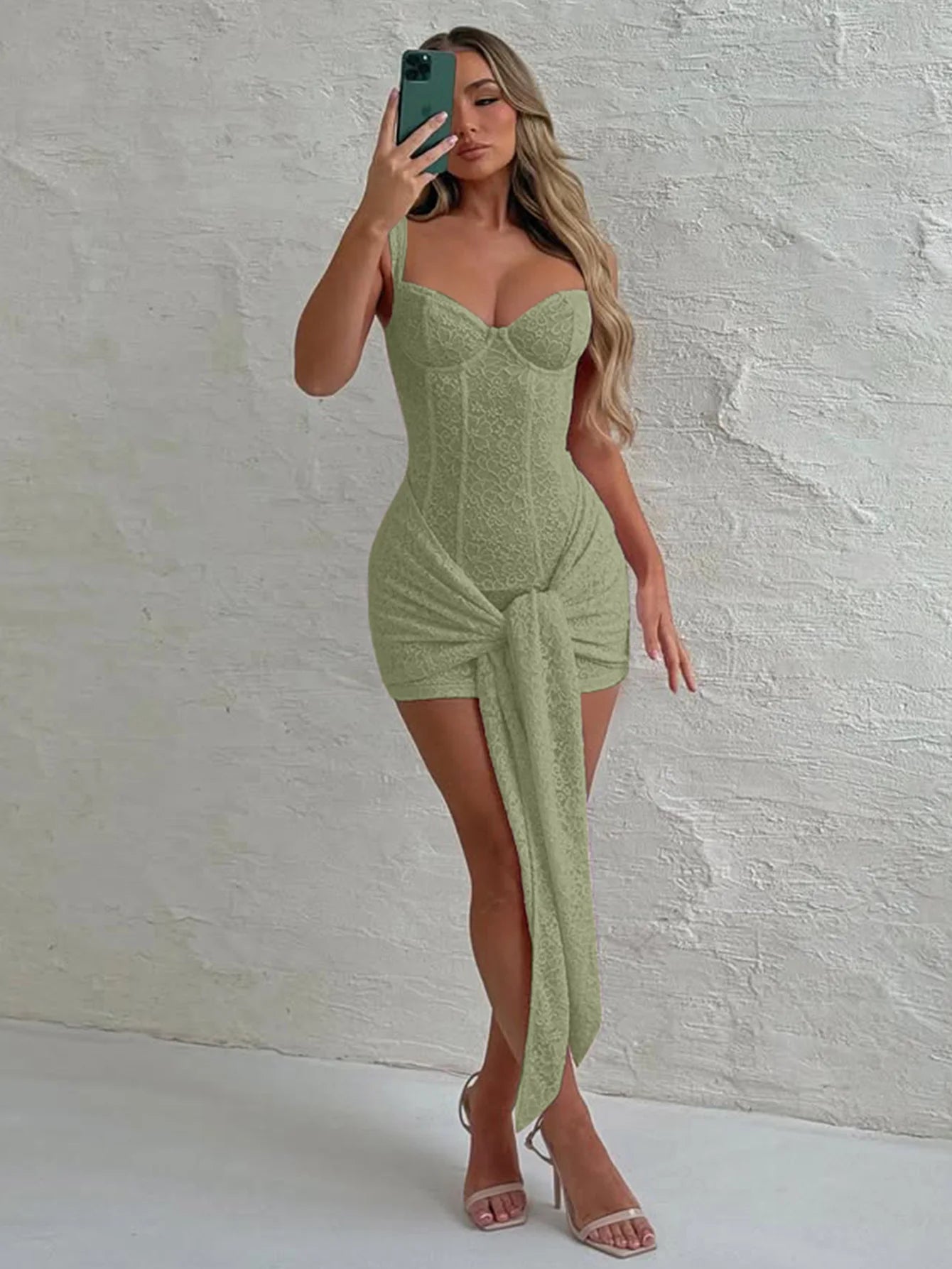 Summer Elegant Dress Women Y2K Chic Low-Neck Jacquard Wrapped Ribbon Bandage Birthday Party Clubwear Midnight Bodycon