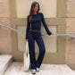 Baggy Sweatpants Cozy Drawstring Lounge Pants Woman Bottoms Casual Wide Leg Trousers Black