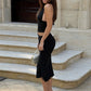Elegant 2 Piece Set women Trend Backless Halter Patchwork Tank Top+Skirts Trend Fashion Simple Party Street Suits
