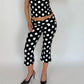 Fold Over Low Rise Slim Fit Capri Pants Polka Dot Print Pants Women Vintage Aesthetic Lounge Pants Y2k Women Trousers