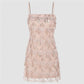 Women Y2K Sparkly Sequin Fringe Mini Dress Spaghetti Strap Bodycon Cocktail Dress for Nightclub Party Music Festival