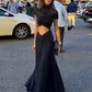 Cut Out Ruched Maxi Dress Mesh Patchwork Sheer Black Elegant Dresses Birthday Party Outfits for Woman