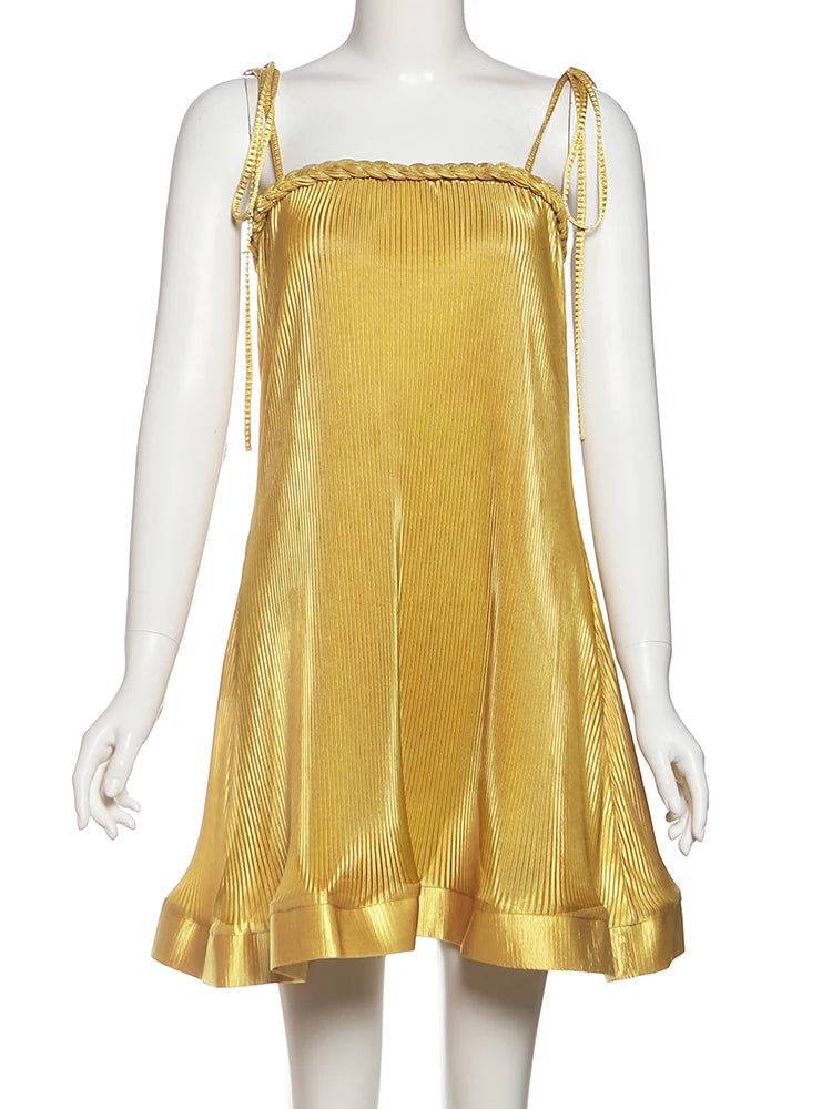 Silky Simple Dress Women Plait Strapless Sleeveless Elegant Skinny Stretch Banquet Party Summer Clubwear Mini Bodycon