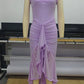 Ruffled Draped Ruched Sexy Maxi Dress For Women Yellow Spaghetti Strap Sleeveless Backless Club Party Sexy Long Dress