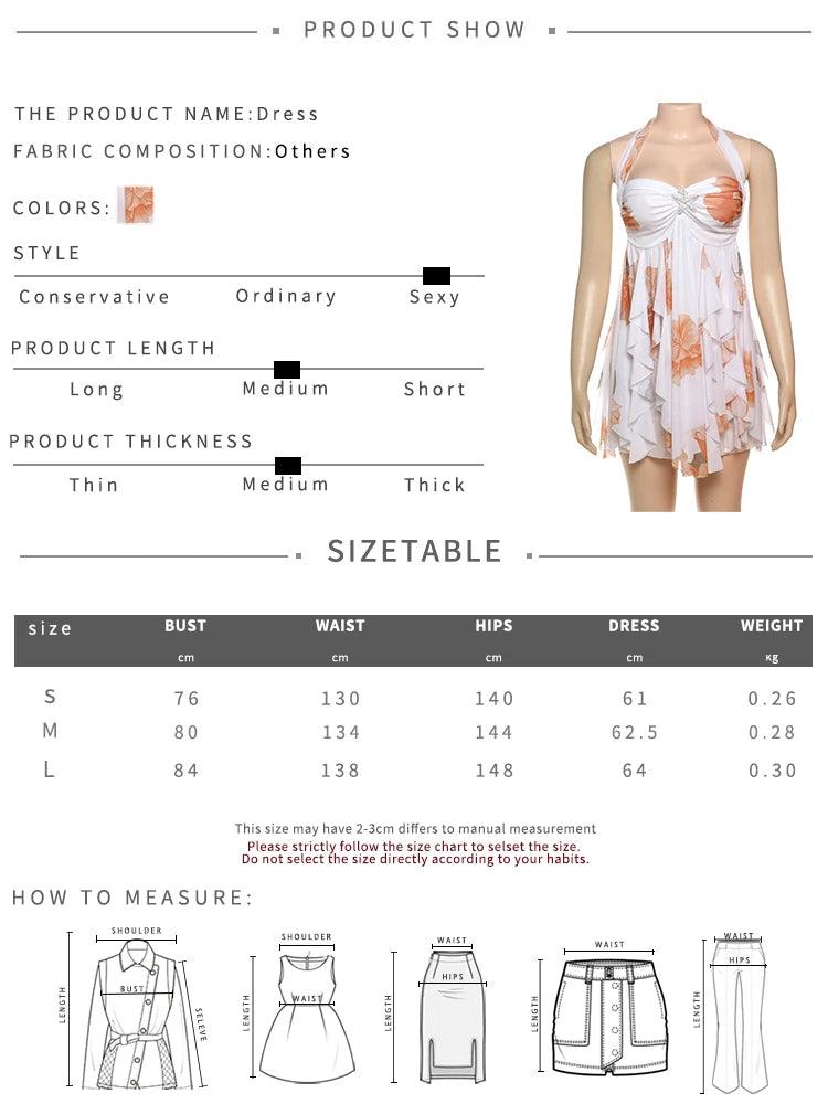 Metal Starfish Dress Women Chest Wrap Halter Low-Neck Irregular Ruffles Hem Backless Sleeveless Vacation Mini Bodycon