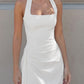 Square Neck Halter Backless Long Dresses Elegant White A Shape Dress Woman Summer Clothing 2026