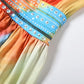 Colorful Print Dress Woman Sexy Wrap Chest Backless High Splits Summer Holiday Beach Party Elegant Style Long Bodycon